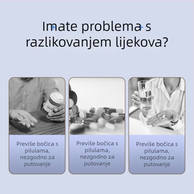 Kutija za lijekove s 30 odjeljaka, nezavisne pregrade, vodootporno zatvaranje, prenosna, kapacitet 18 L.