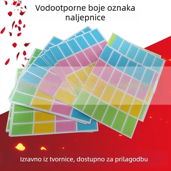 Vodootporna samoljepljiva etiketa – prilagodljiv oblik, ljepilo na bakrenoj ploči, za kreativne označavajuće etikete; mogućnost prilagodbe