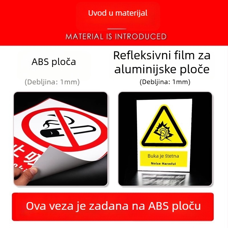 Znak zabranjenog ulaska za neradnike, prilagodljiva PVC samoljepljiva pločica, paket od 5 komada