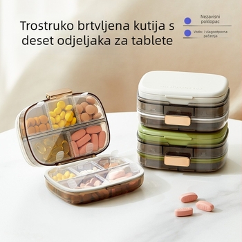Kutija za tablete, sedmodnevni prijenosni organizator, zatvorena, velike kapacitete, s odjeljcima
