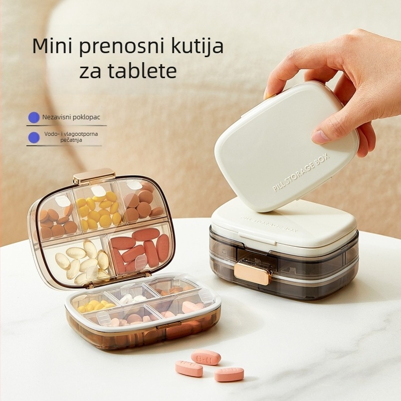 Kutija za tablete, sedmodnevni prijenosni organizator, zatvorena, velike kapacitete, s odjeljcima