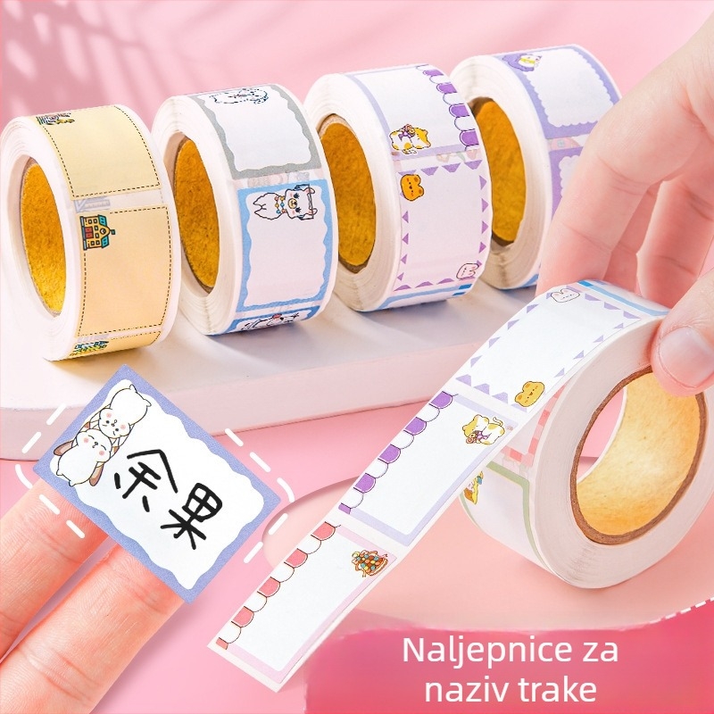 Bearing samoljepljive naljepnice za imena – ručno pisane, kvadratne naljepnice tipa film, japanski stil ispisa