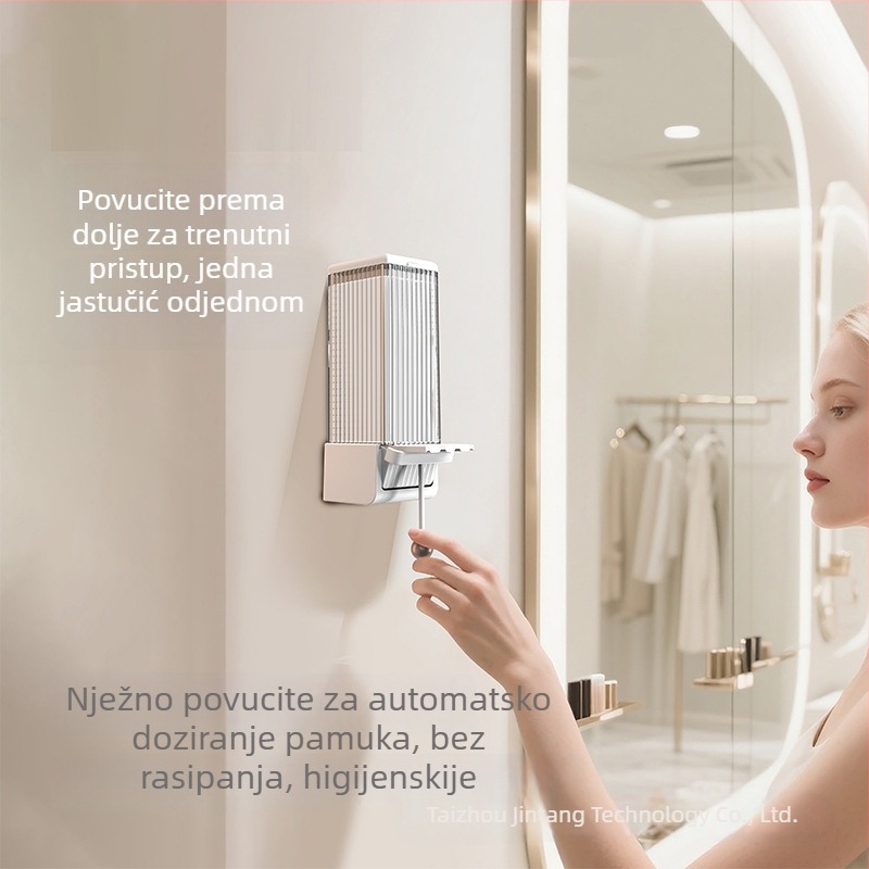 Zidna kutija za pamuk za šminku s izvlačnim poklopcem, prašno-otporna i vodootporna za kupaonicu