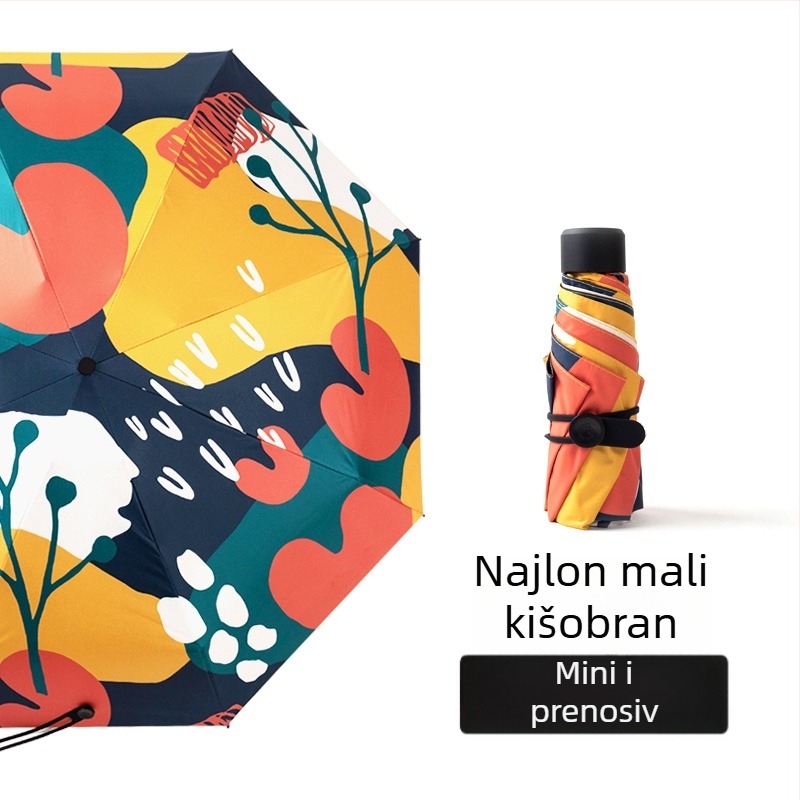 Sunčanik za sunce i kišu, potpuno automatski, retro kompaktni dizajn, 14 rebara, UV zaštita UPF30+