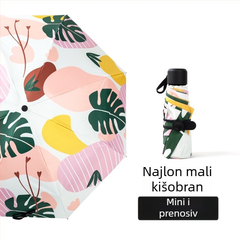 Sunčanik za sunce i kišu, potpuno automatski, retro kompaktni dizajn, 14 rebara, UV zaštita UPF30+