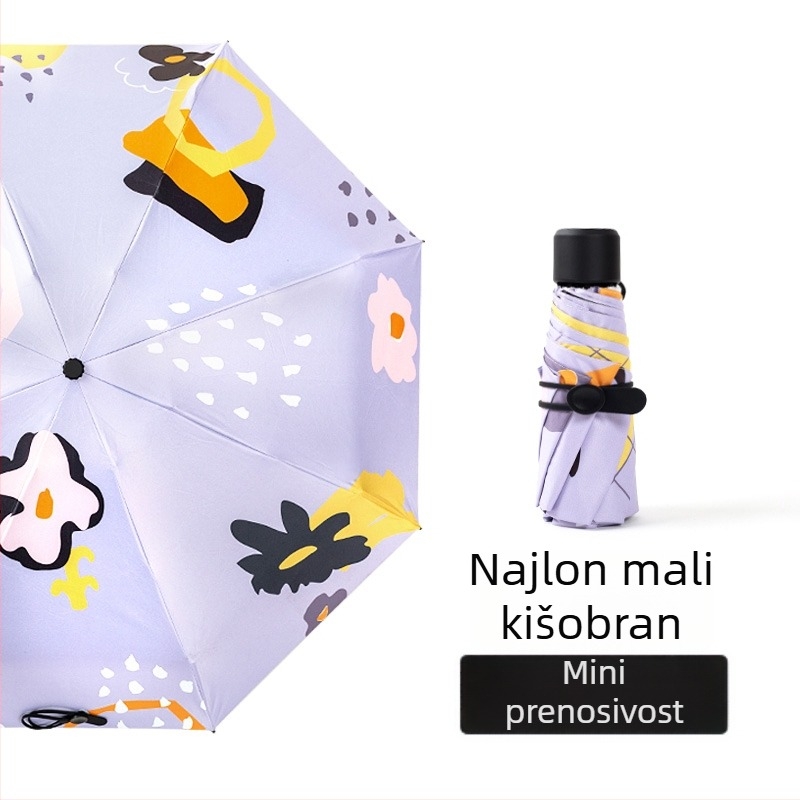 Sunčanik za sunce i kišu, potpuno automatski, retro kompaktni dizajn, 14 rebara, UV zaštita UPF30+