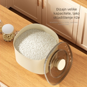 Spremnik za rižu, plastični, 4–5 L, prehrambena kvaliteta, zatvoren, otporan na vlagu i štetnike, moderan stil