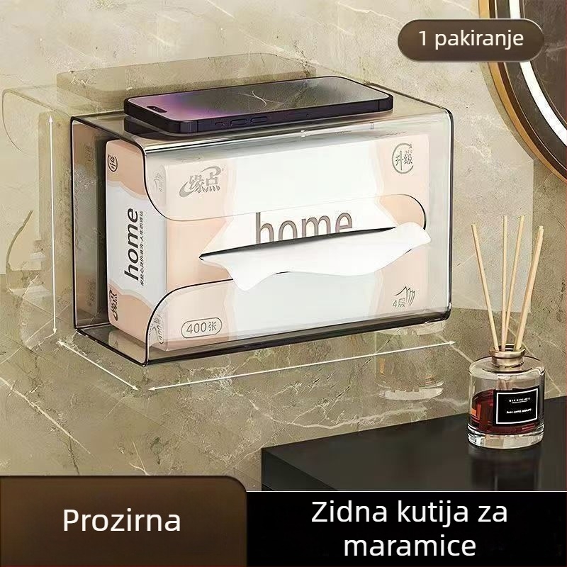 Zidna kutija za papirnate maramice bez bušenja, plastična, vodootporna