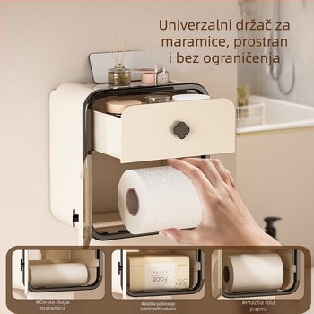 Zidni držač toaletnog papira i rolice – vodootporni plastični dispenser, model 16005