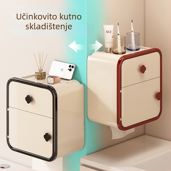 Zidni držač toaletnog papira i rolice – vodootporni plastični dispenser, model 16005