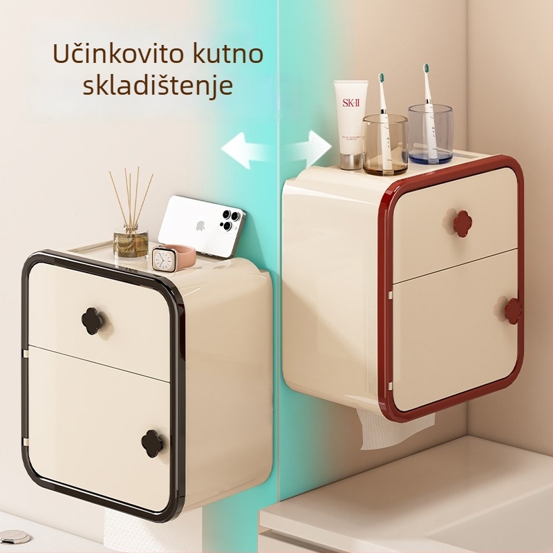 Zidni držač toaletnog papira i rolice – vodootporni plastični dispenser, model 16005