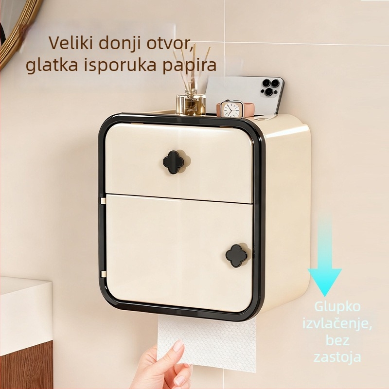 Zidni držač toaletnog papira i rolice – vodootporni plastični dispenser, model 16005