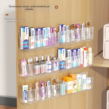 Zidni držač za pohranu masti s podijeljenim pretincima — plast (PS), marka Riga, model Medicine Storage Rack, serija Wall Hanging