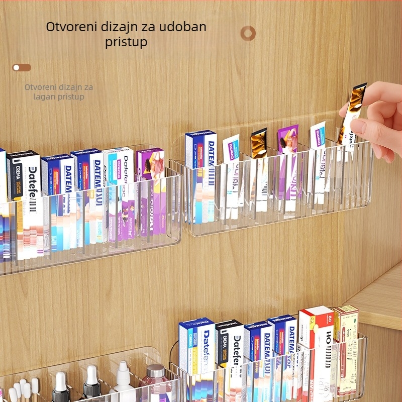 Zidni držač za pohranu masti s podijeljenim pretincima — plast (PS), marka Riga, model Medicine Storage Rack, serija Wall Hanging