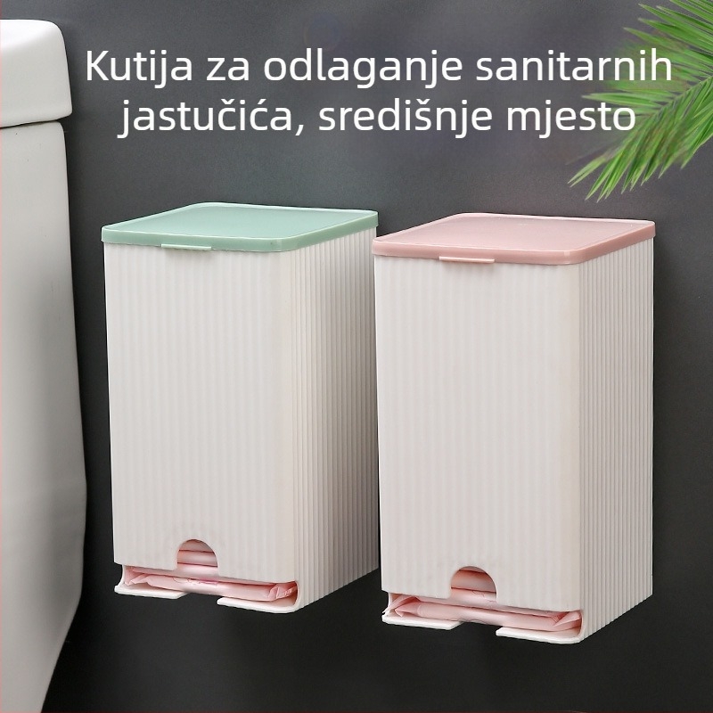 Zidni pretinac za higijenske uloške, lagani luksuzni stil, plast, 2L kapacitet, model Z-002, zaštita od prašine