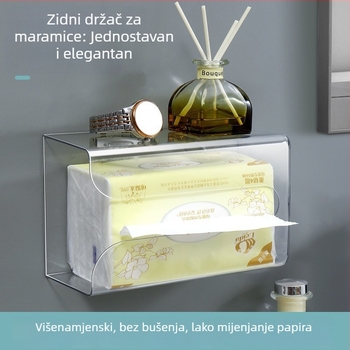 Zidna kutija za maramice bez rupa, PET materijal, odvojiva spremnik za papirnate ubruse, vodootporna, višenamjenska