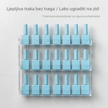 Akrilni zidni organizator kozmetike, 4 razine, proziran dizajn, za ruže za usne i lak za nokte