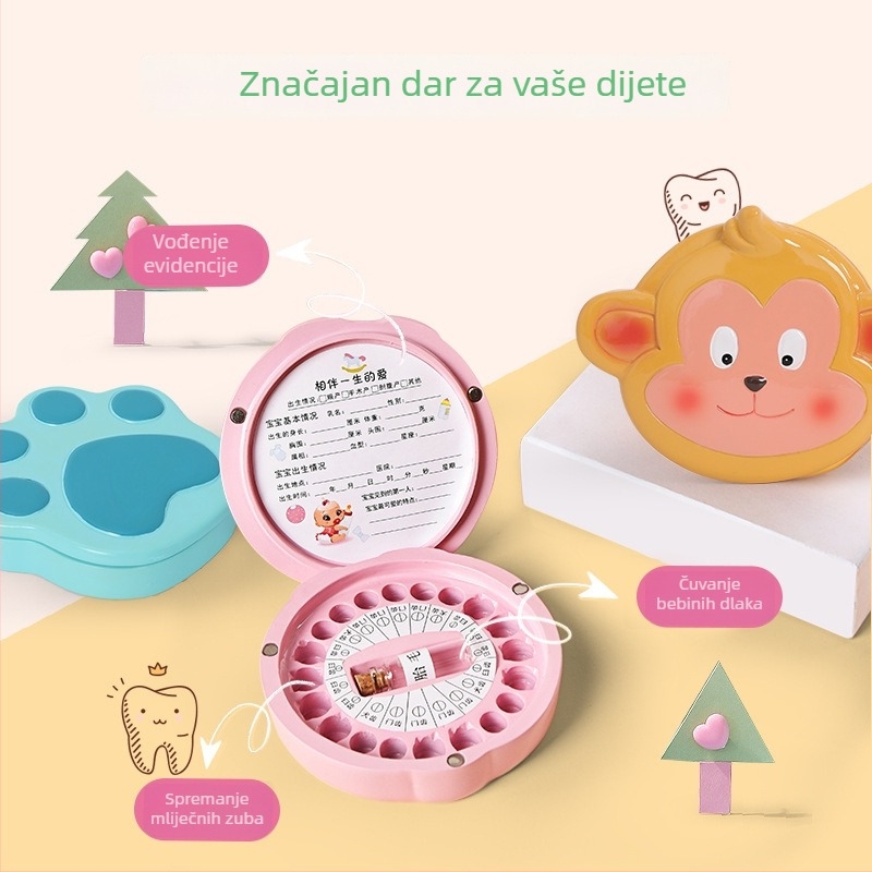 Kutija za čuvanje mliječnih zuba sa zodijalnom temom i uspomenom na dječju kosu - smolna kutija
