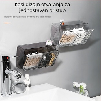 Kutija za pamučne štapiće, zidna montaža, bez bušenja, vodootporan spremnik, PET plastika, model 66, uzorak vodnih valova