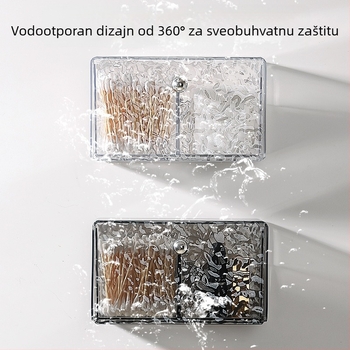 Kutija za pamučne štapiće, zidna montaža, bez bušenja, vodootporan spremnik, PET plastika, model 66, uzorak vodnih valova