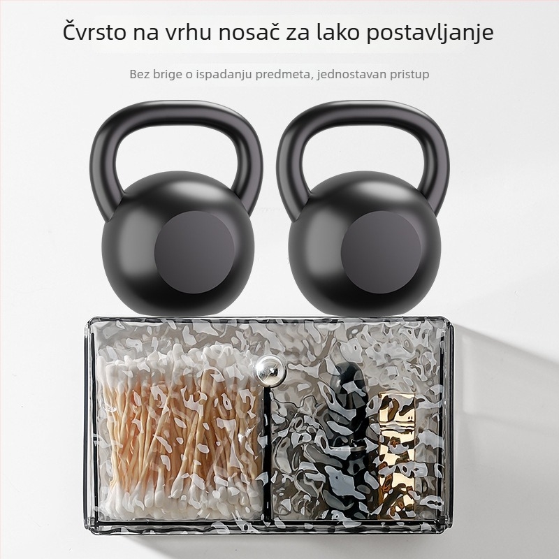 Kutija za pamučne štapiće, zidna montaža, bez bušenja, vodootporan spremnik, PET plastika, model 66, uzorak vodnih valova