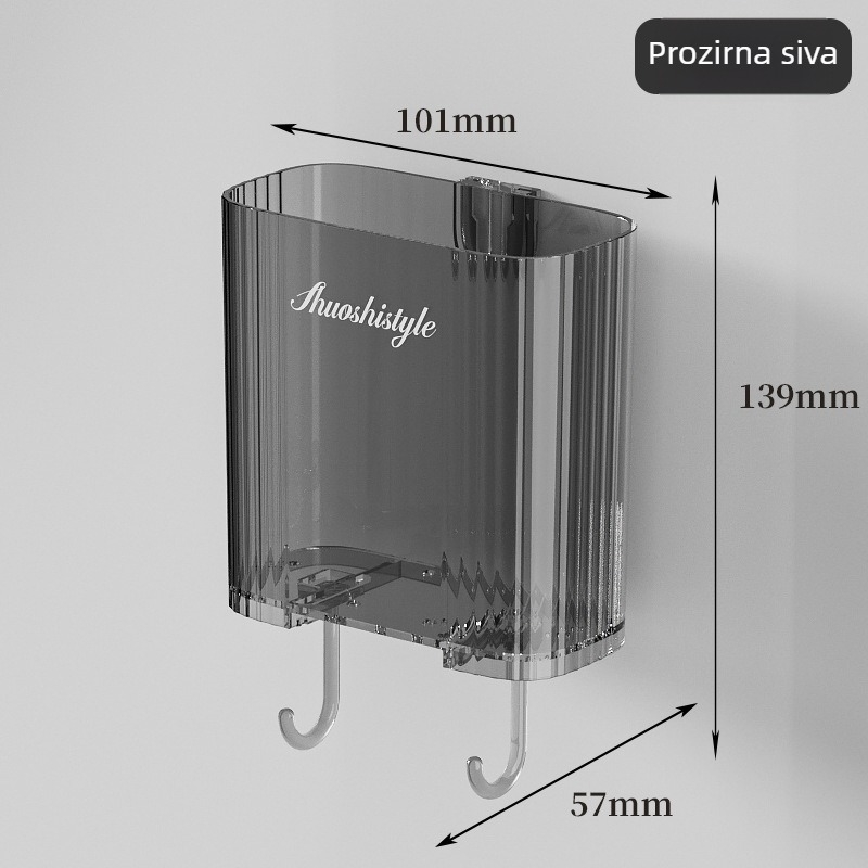 Zidna kutija za pohranu, samoljepiva montaža, PET+ABS plast, za kupaonicu kozmetika