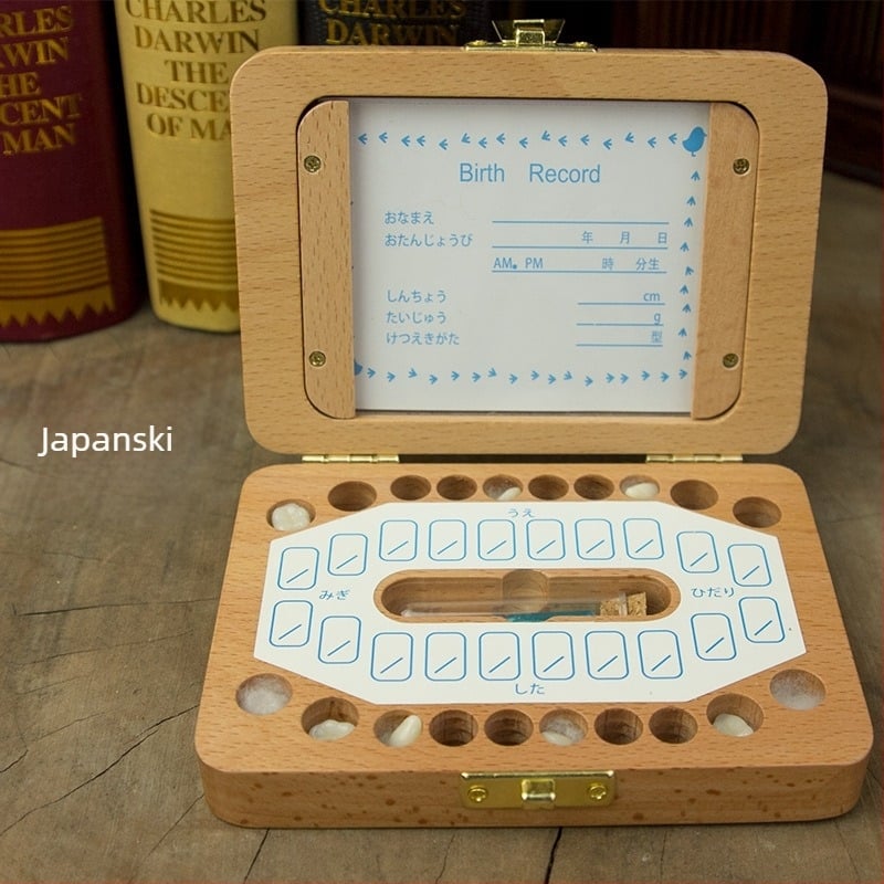 Drvena kutija za uspomene mliječnih zuba i dječje kose s fotografskim okvirom, za djecu 0–3 godine