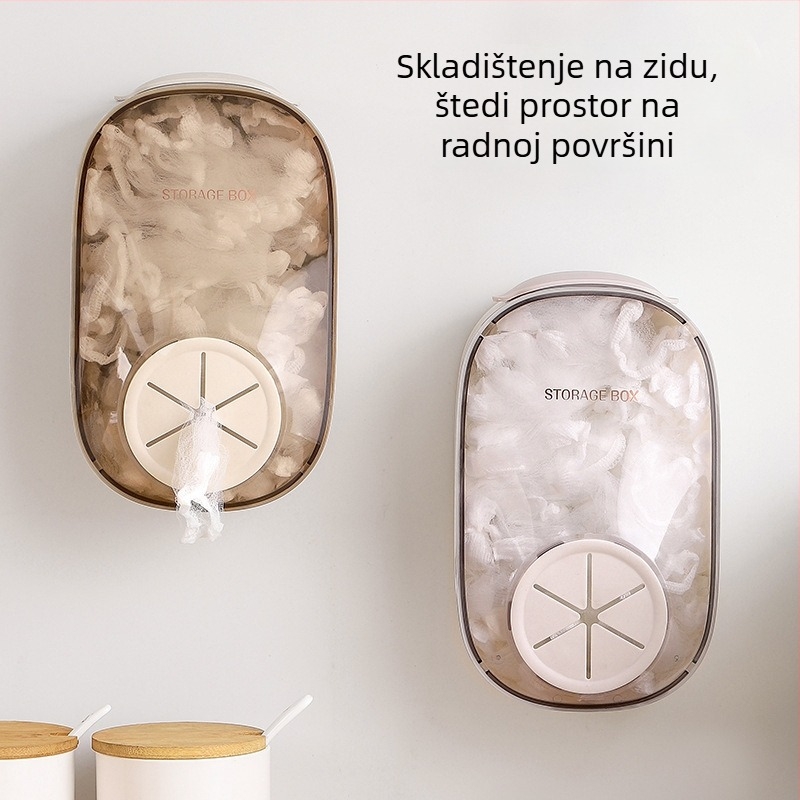 Zidni organizator za kuhinju – Materijal PP+PS, Model A, skladištenje plastične folije i filtr za odvod, moderan minimalistički stil