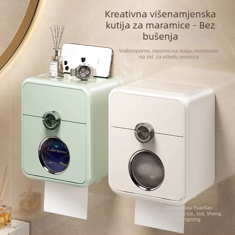 Zidna kutija za toaletni papir, vodootporna, PP materijal, model 7031, pogodna za rolu papira