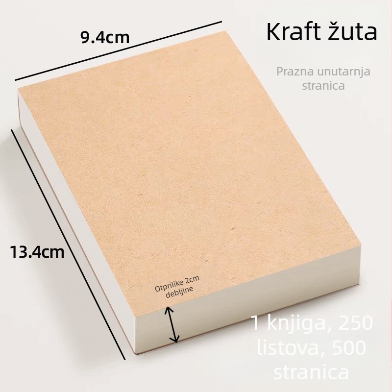 Bilježnica s koricom od kraft papira, žičano vezivanje, Dowling papir, 200–300 stranica, jednostavan stil