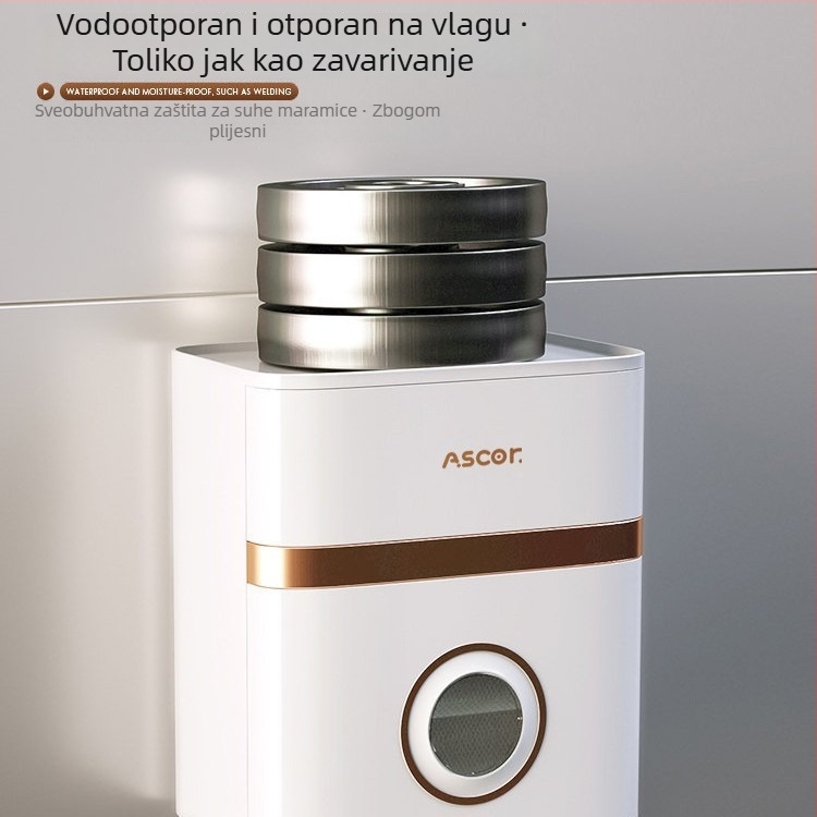Zidni držač toaletnog papira i organizator kupaonice, plast, model ASK1475, vodootporan, za rolu papira, moderan minimalistički stil
