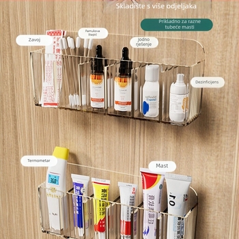 Zidna kutija za lijekove s odjeljcima - plastika, moderni minimalistički stil; 90% nove plastike; bruto težina 100 g