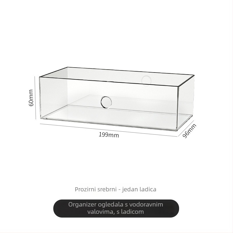 Kutija za skladištenje kozmetike sa ladicama, PET plast, s poklopcem, podijeljeni odjeljci, otporna na prašinu, kapacitet 2 L