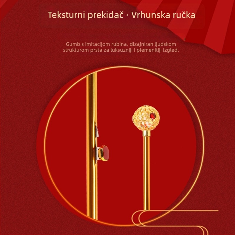 Vjenčani kišobran s čipkastom izvezom, vintage kineskog stila, duga drška; 8 žbica vlaknaste konstrukcije, automatsko otvaranje, tkanina 190T