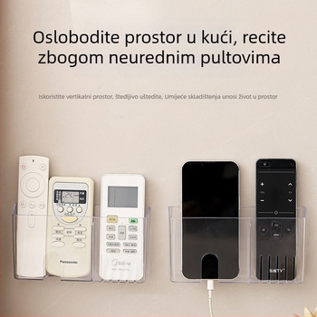 Kutija za daljinsko upravljanje, zidna, s 2 pretincima, od polipropilena (PP), za daljinsko upravljanje, telefon i kozmetiku, moderan jednostavan dizajn, model 4244