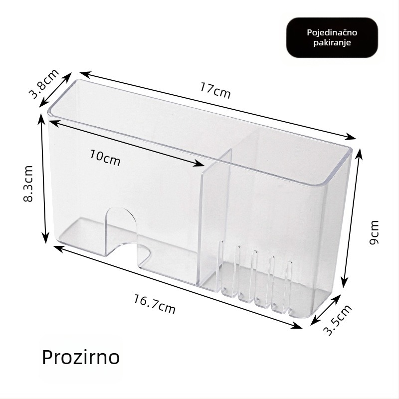 Kutija za daljinsko upravljanje, zidna, s 2 pretincima, od polipropilena (PP), za daljinsko upravljanje, telefon i kozmetiku, moderan jednostavan dizajn, model 4244