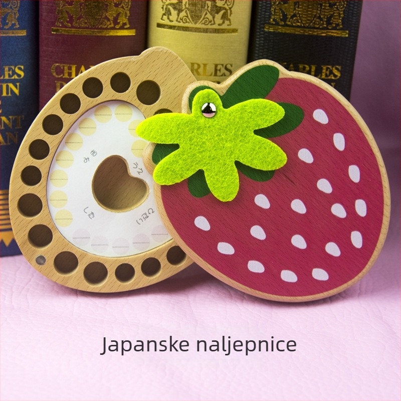 Drvena kutija za mliječne zube s motivom jagode, personalizirana memorijalna kolekcija za dugotrajno očuvanje