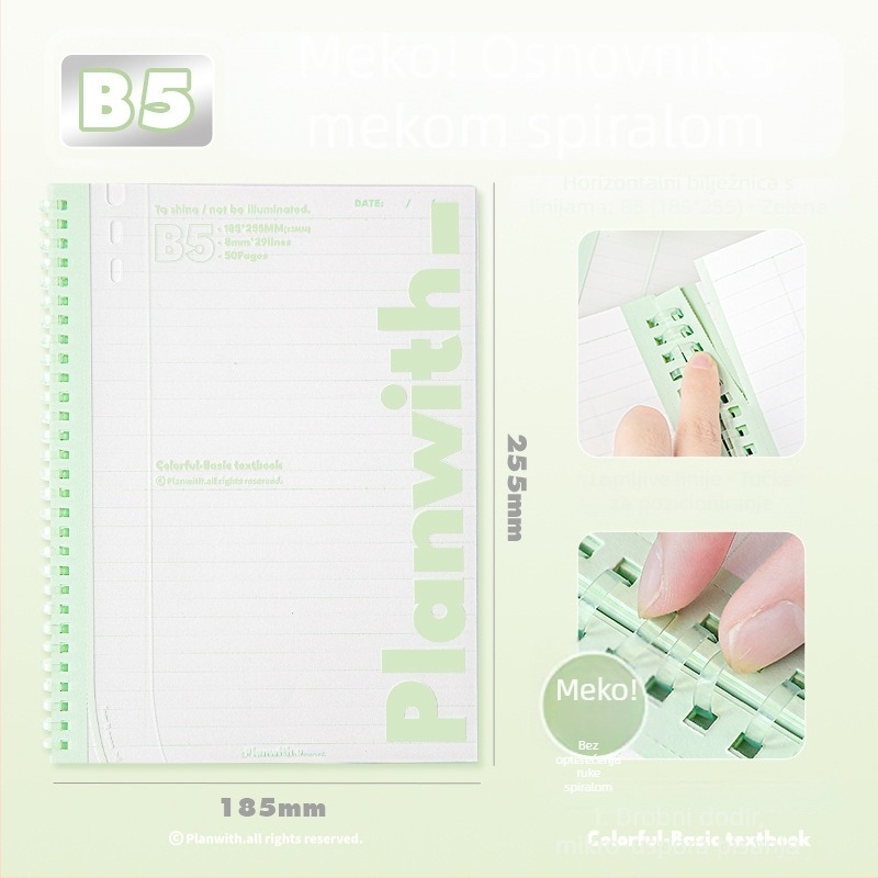 Rosyposy Meko spiralni bilježnica, 50 stranica, papir 100 g/m²
