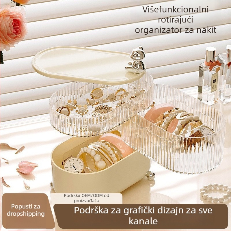 Kutija za pohranu kozmetike s pregradama i zaštitom od prašine, PET plastika, 100% novi materijal, težina 800 g
