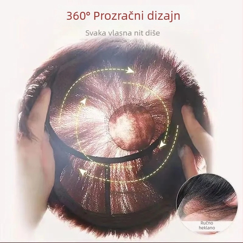 Ženska perika s punim pokrivanjem, kratka kovrčava kosa, prirodan izgled, ljudska kosa, može se obojiti i trajno kovrčati.