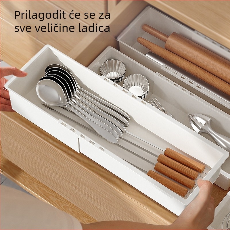 Kutija za pohranu ladice s izvučnim dijelom pregrade za ormar, PP materijal, kapacitet 2 L, zaštita od prašine, model 1