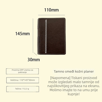Bilježnica s PU koricom i dvostrukim prstenom, odvojivi DIY dnevnik, papir 80 g/m², 1–50 stranica, kreativni stil