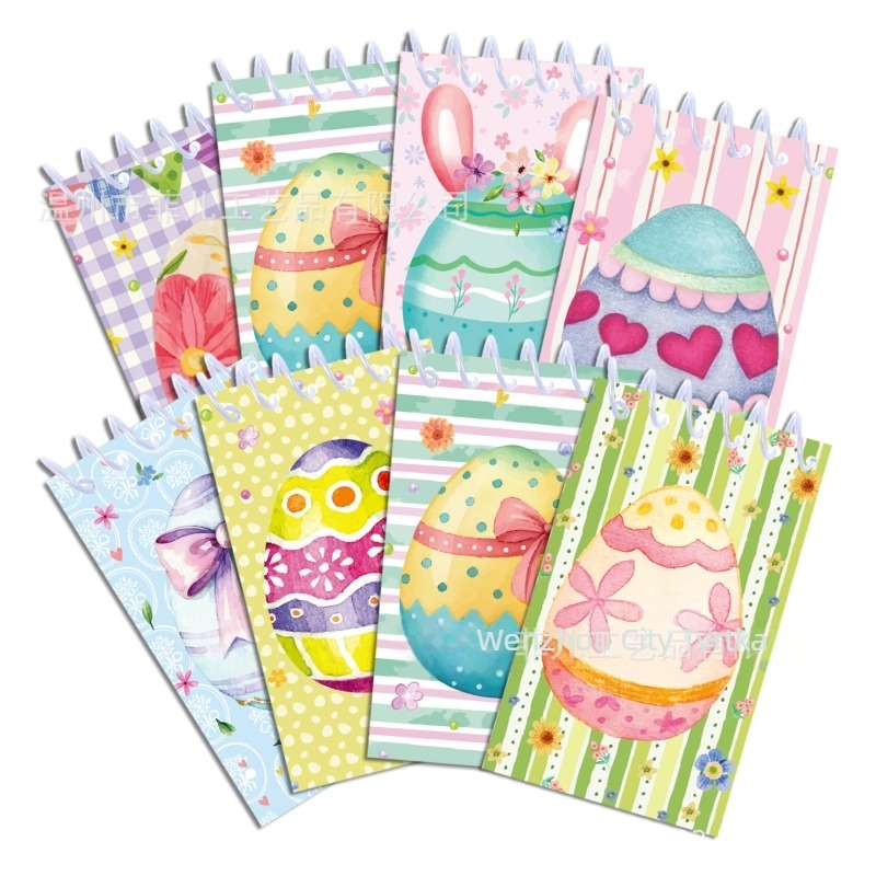 XQ129 Uskrsna tema spiralni bilježnica — set od 8 knjiga, 16 stranica teksta, papir 80 gsm, prilagodljivo