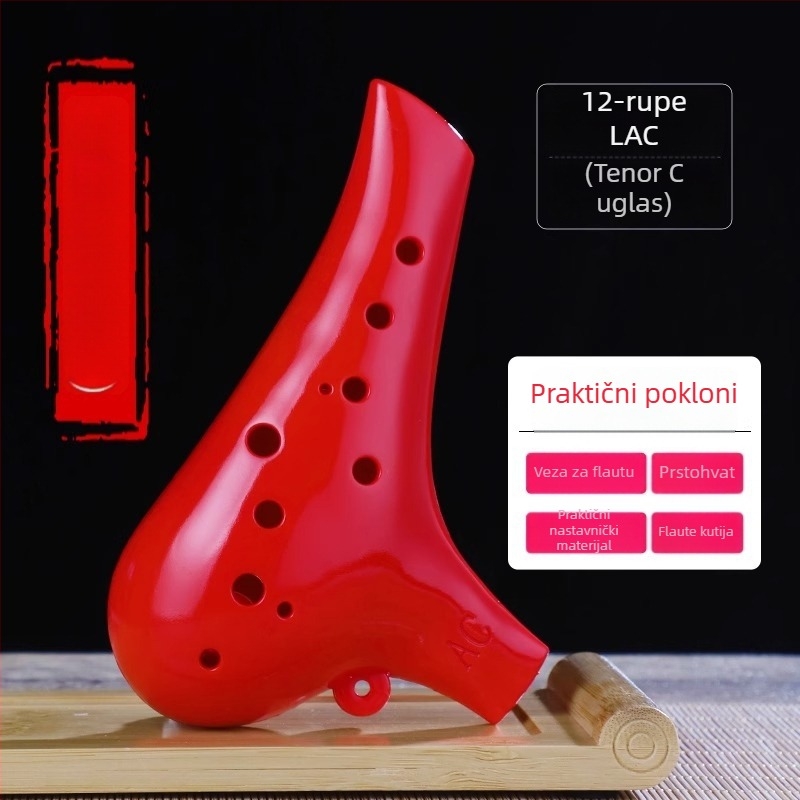 Okarina s 12 rupa, smola, ac-ton, srednji C ton, za početnike