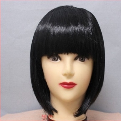 Dječja perika kao rekvizit za glavu - kratka ravna kosa s bangs, prirodni stil, kosa od K-wire/P-wire, mehanički proces, za djecu
