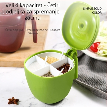 Plastični spremnik za čvrste začine, odvojiv i periv, zatvoren spremnik za solu s zaštitom od vlage, moderan minimalistički dizajn