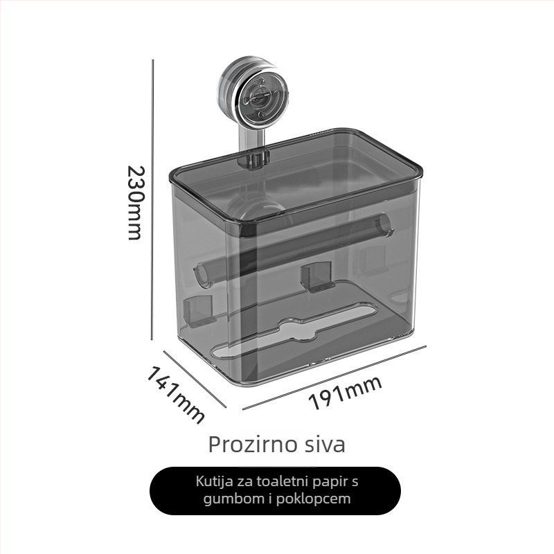 Plastična kutija za papir u kupaonici, zidna montaža, bez bušenja, vodootporna i višefunkcionalna, model YM.6923-lw