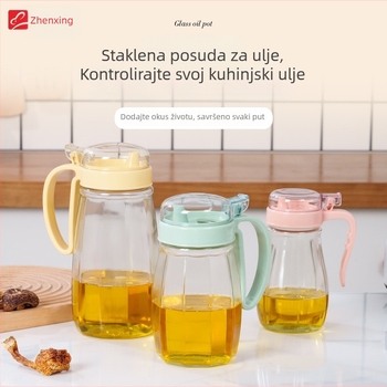 Staklena boca za ulje s automatskim otvaranjem i zatvaranjem, tiskani logo, moderni minimalistički stil