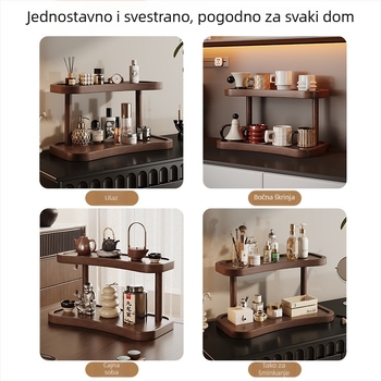 Stalak za kozmetiku na stolnu ploču – 2‑spratni organizator od masivnog drveta za šminku i njegu kože, višefunkcionalan, spremište ruževa i nakita