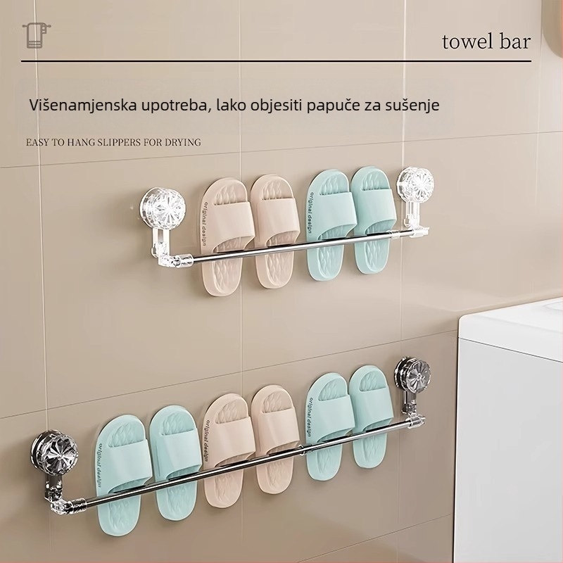 Držač za ručnike sa vakuumom za kupaonicu, zidni, nehrđajući čelik, teleskopni, jednoslojni spremnik
